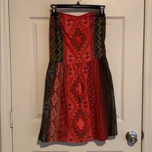 Tribal-print strapless dress